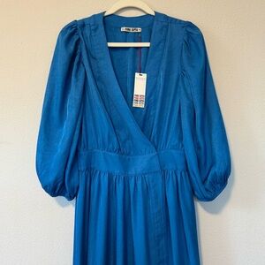 Ciao Lucia Blue Bishop Sleeve Dress
